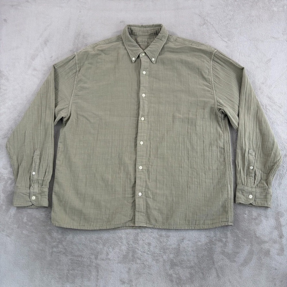 Abercrombie Fitch Summer Linen Blend Shirt in Olive Men XL Long Sleeve NWOT